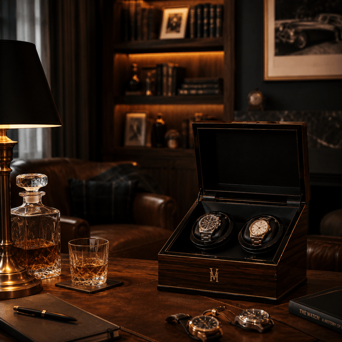 Double Watch Winder on a table luxury velmont house