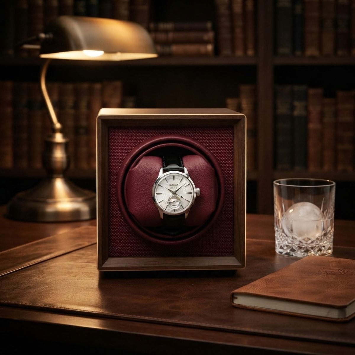 The Claret Cube Watch Winder Wood