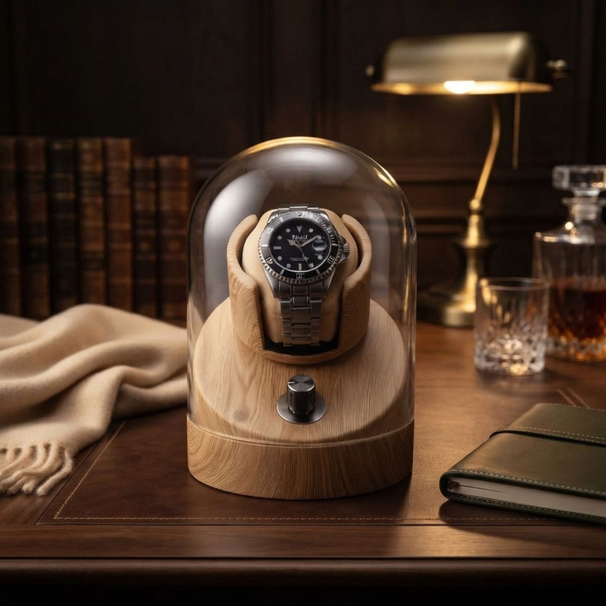 The Crystal Oak Watch Winder Glass