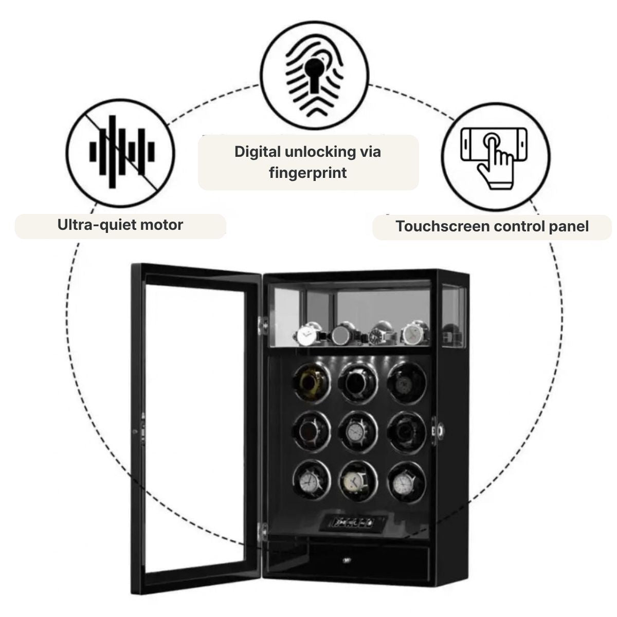 The Guardian Noir Watch Winder 9 Piano