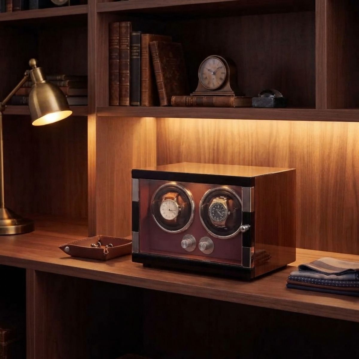 The Harrow Red Double Watch Winder Carbon