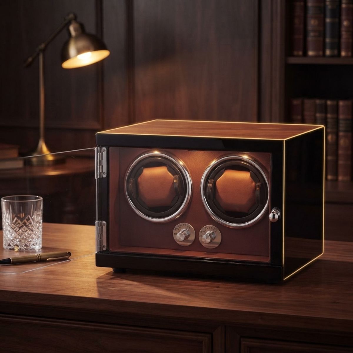 The Harrow Red Double Watch Winder Leather