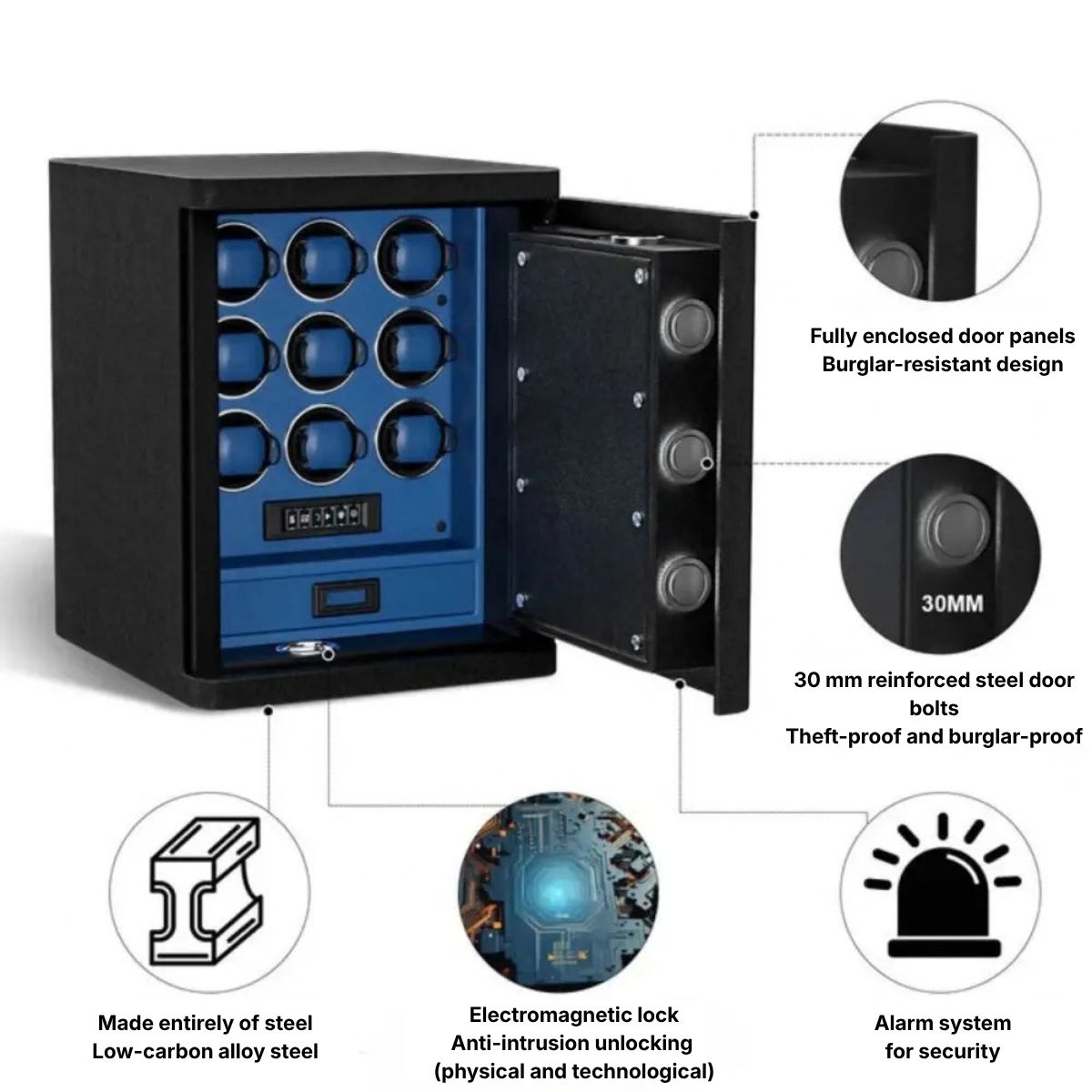 The Ironhold Marshal Watch Winder Safe Angle