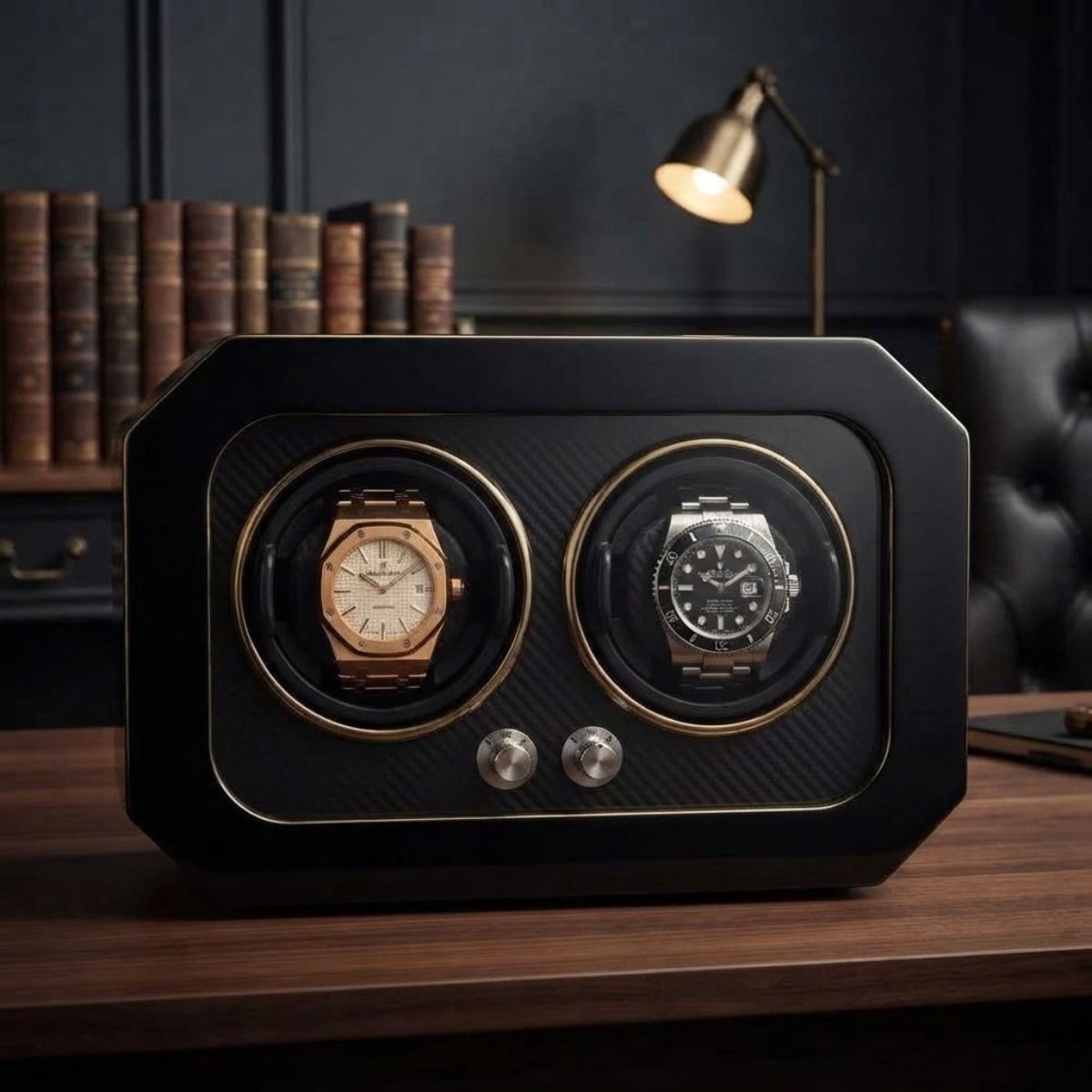 The Pemberton Double Watch Winder Carbon