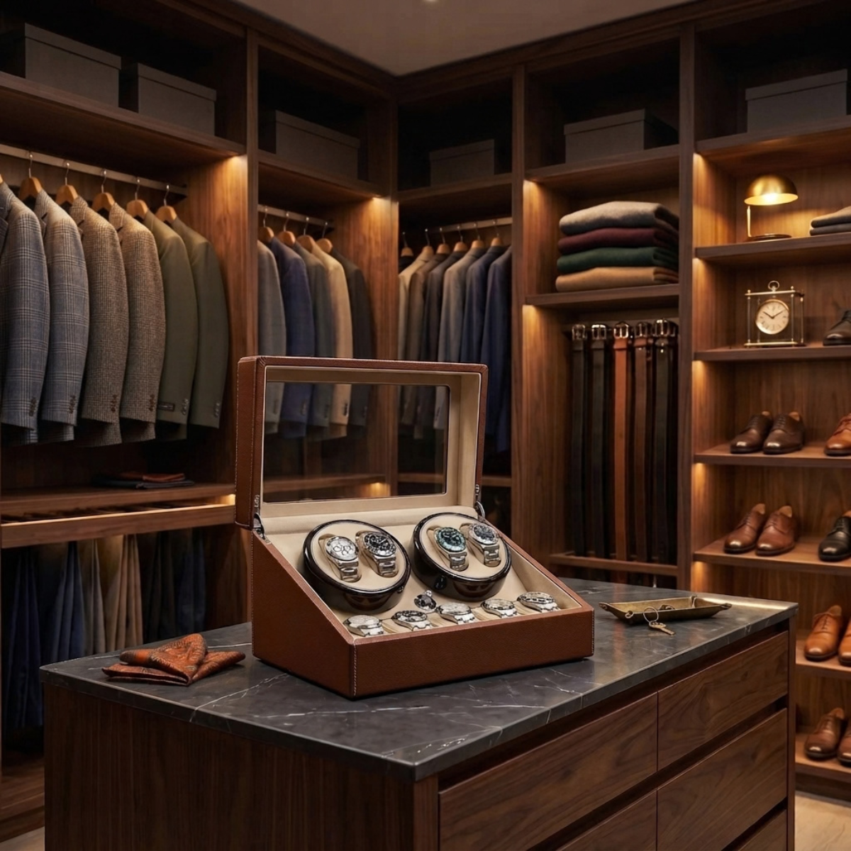 The Regency Case Watch Winder in luxury dressing
