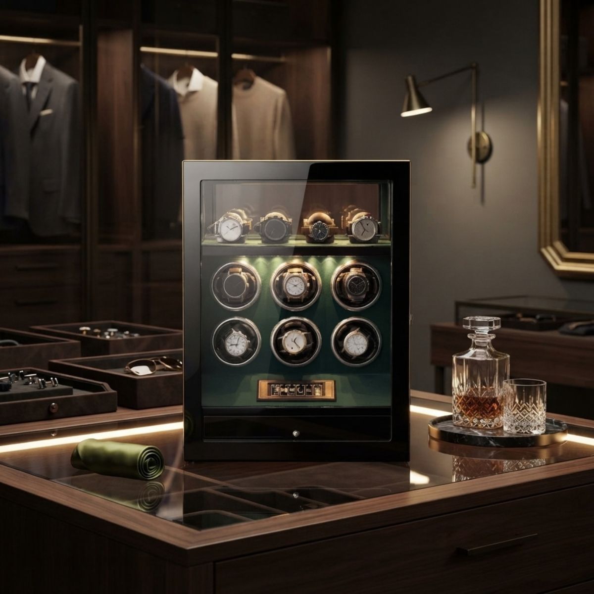 The Sentinel Green Watch Winder 6 Wood