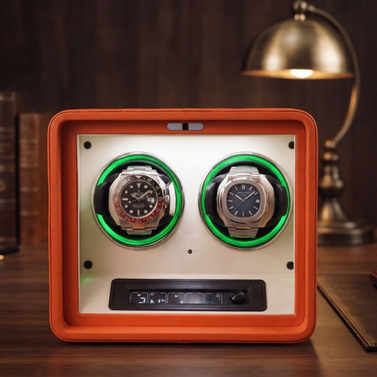 The Sovereign Amber Double Watch Winder Microfibre