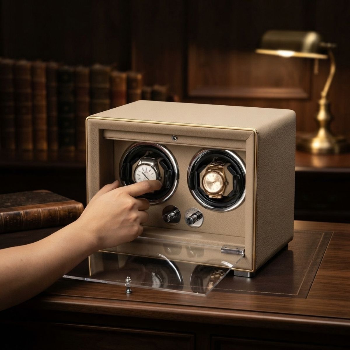 The Ashford Double Watch Winder Leather