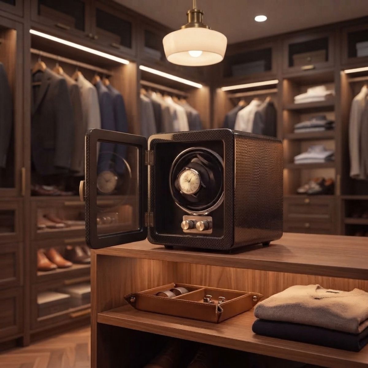 The Chronicle Cube Watch Winder Black Fibre