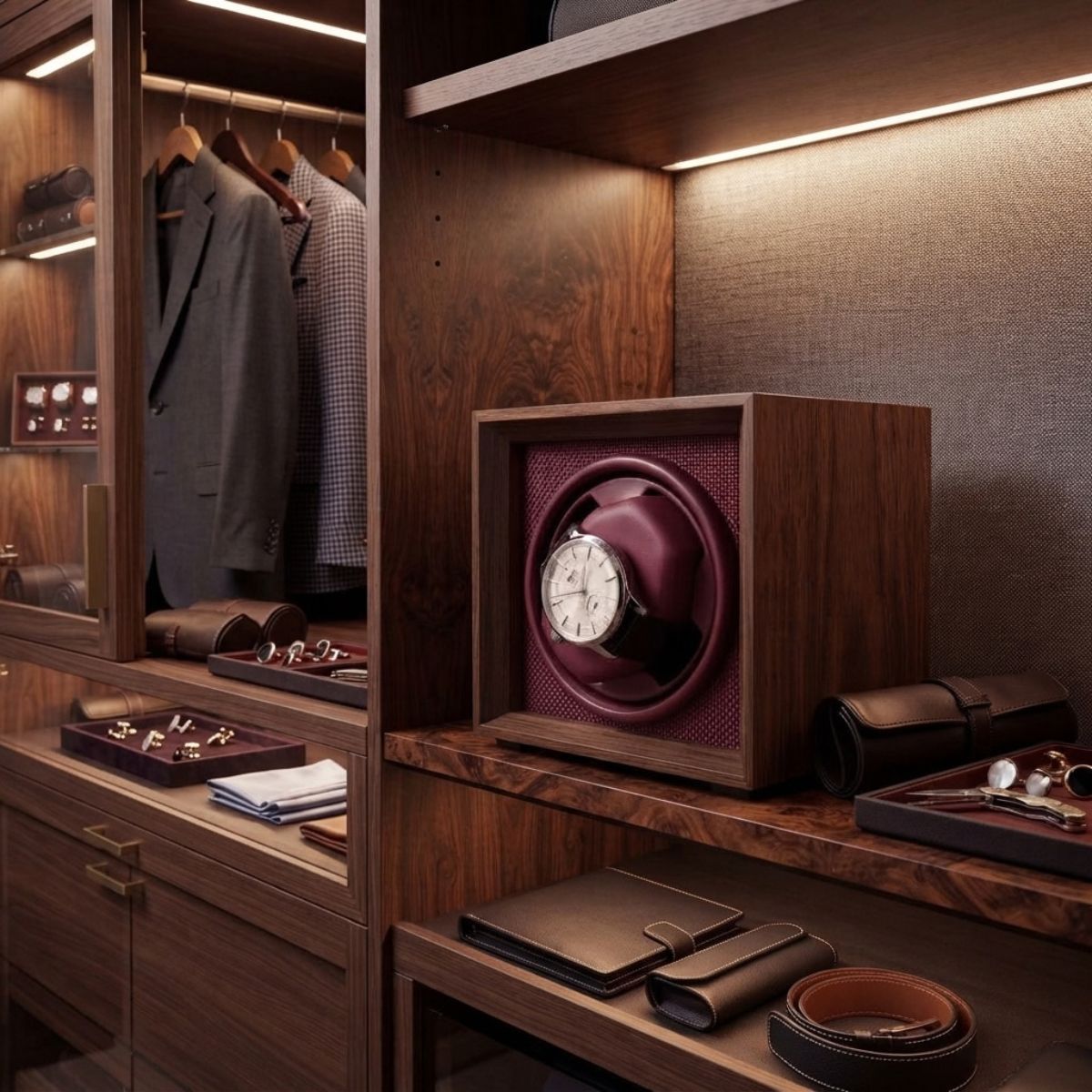 The Claret Cube Watch Winder Red