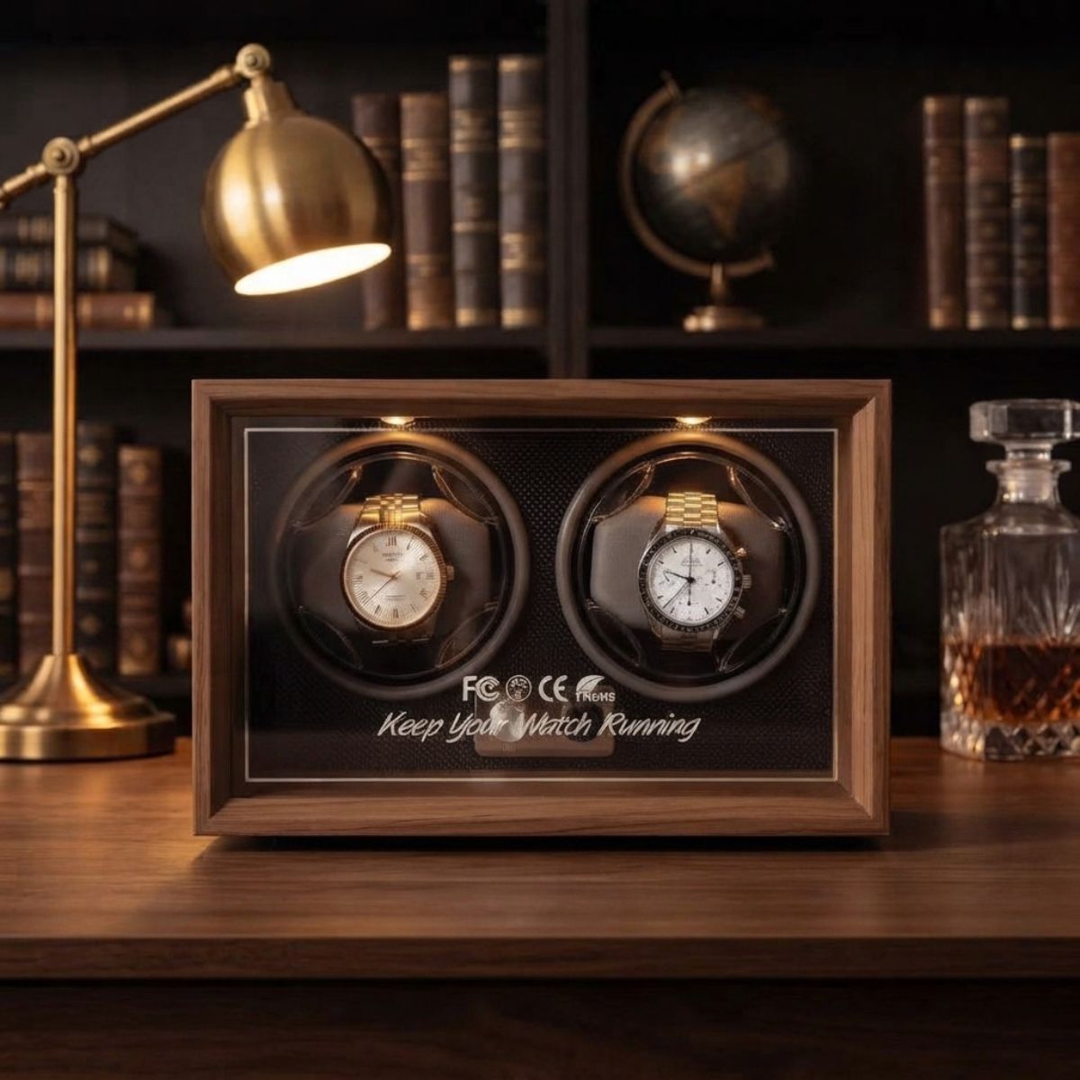 The Lumen Double Watch Winder Wood