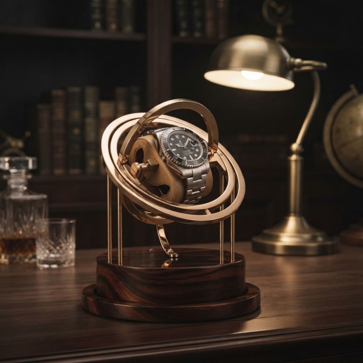 The Meridian Wood Gyroscopic Watch Winder Design