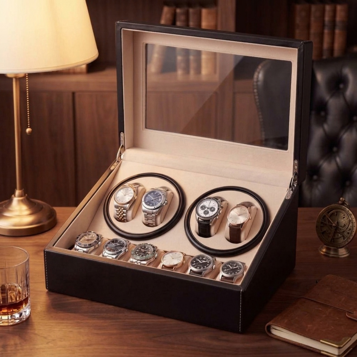 The Regency Case Watch Winder Leather