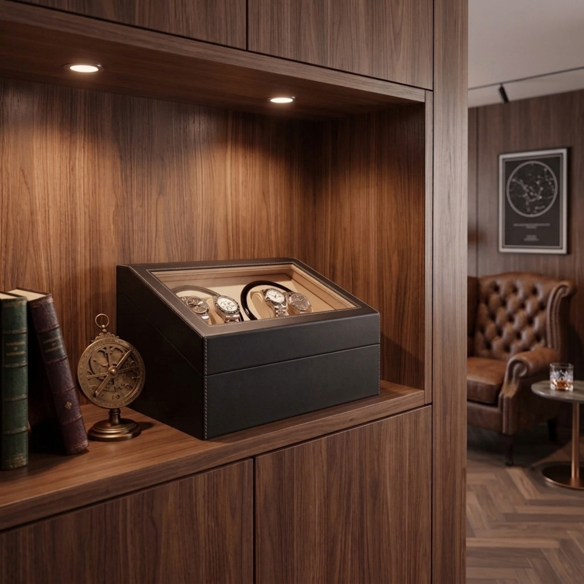 The Regency Case Watch Winder Suede