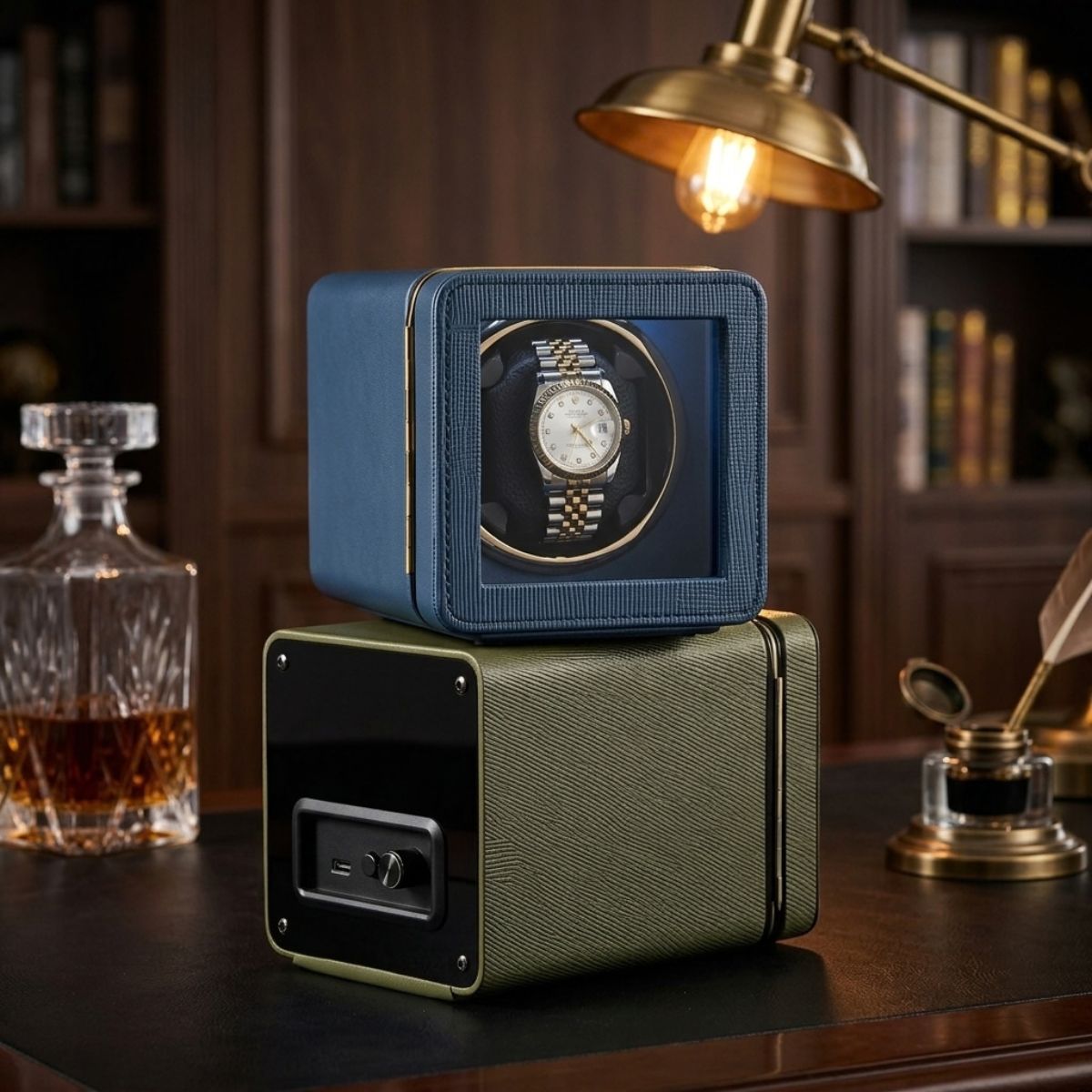 The Windsor Blue Watch Winder Craftsmanship